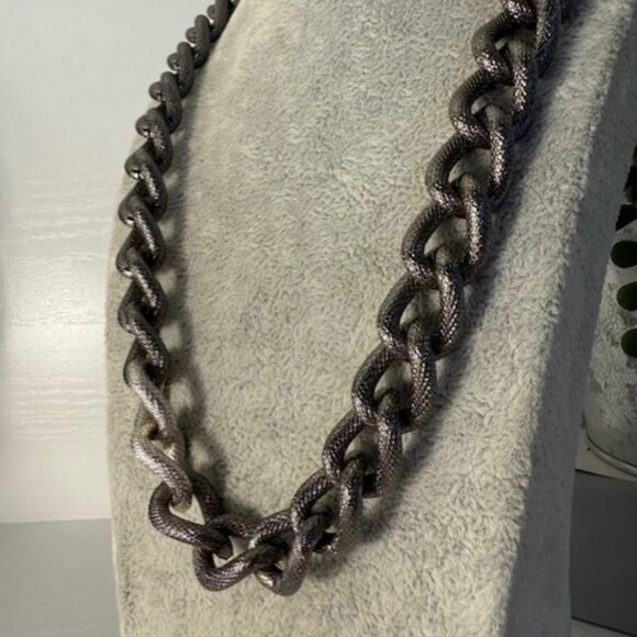 Park Lane "Linked In" Necklace – Retired Chunky Gunmetal Chain Necklace - Picture 3 of 5